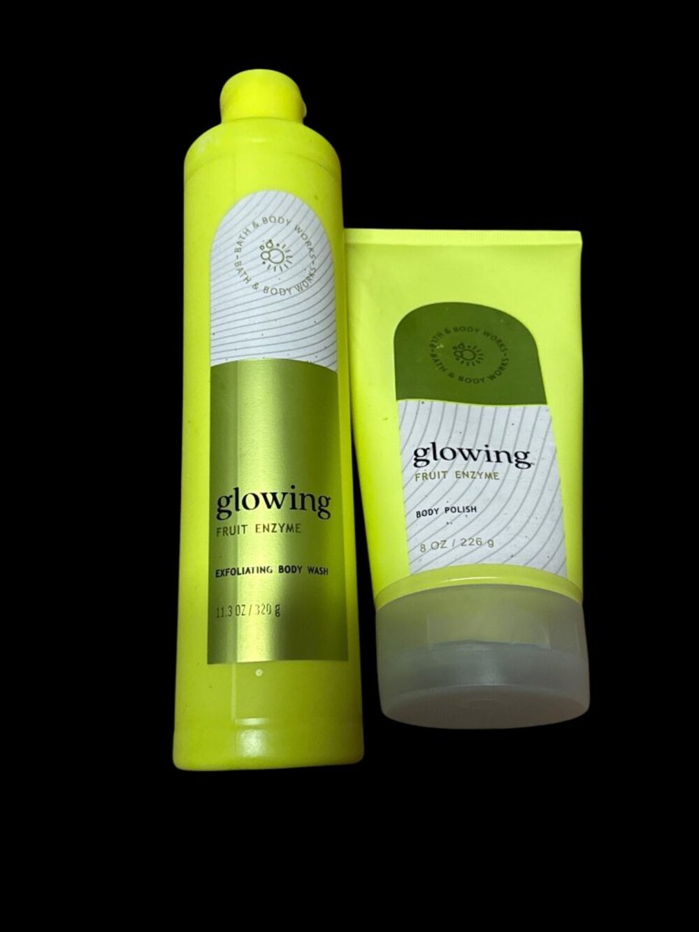 Lot 2 Bath & Body Works Glowing Fruit Enzyme Body Wash and Body Polish set New